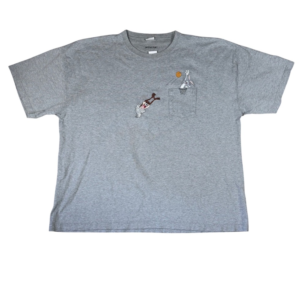 Vintage Warner Bros Studio Store Bugs Bunny Taz Basketball Pocket T-Shirt XXXL